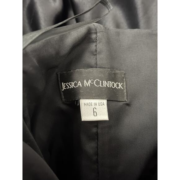 VTG Y2K Jessica McClintock Black Strapless Formal Gown Dress Gothic S/XS Satin - Picture 12 of 15